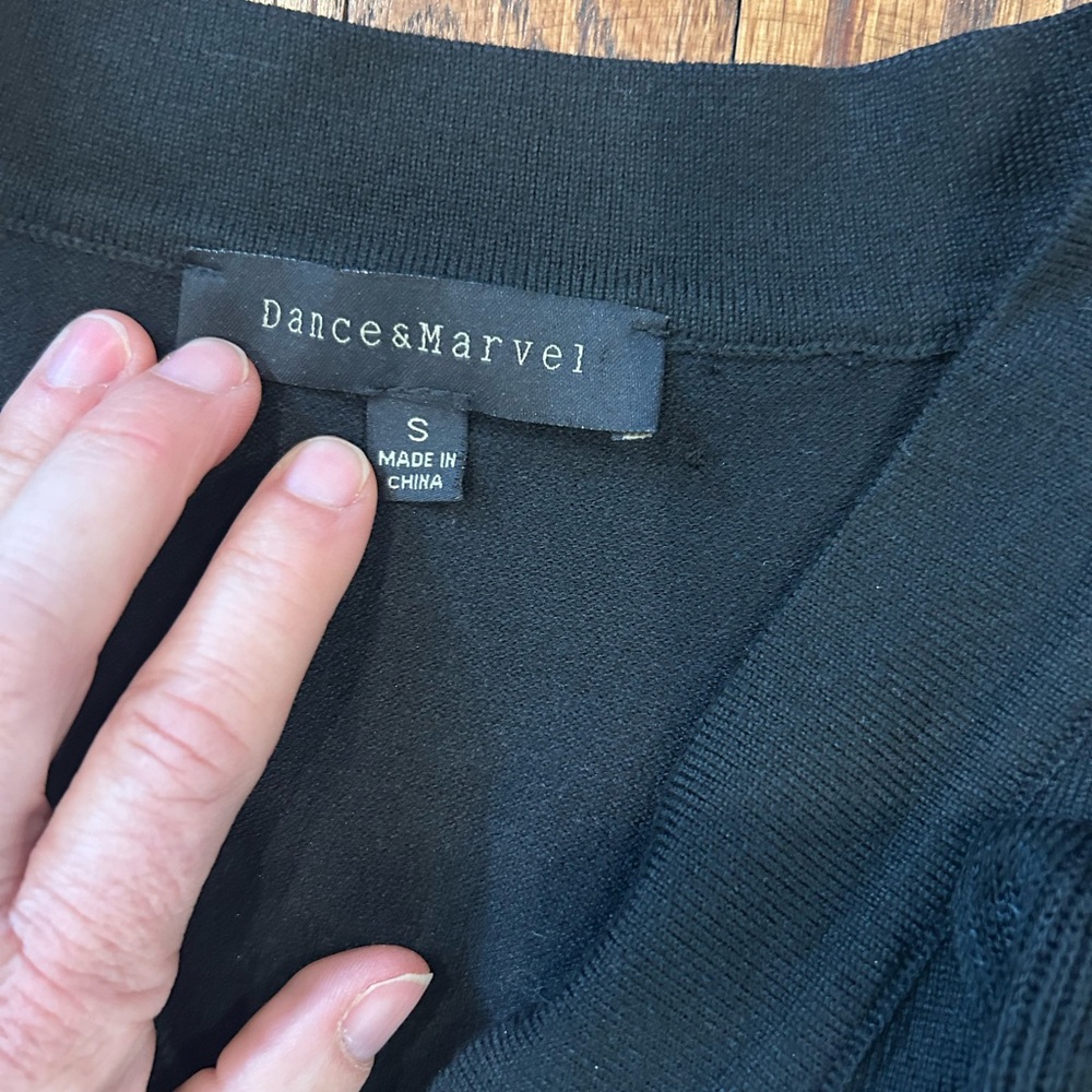 Dance & Marvel Black Ruffle-Detail Button Cardigan - Picture 4 of 4